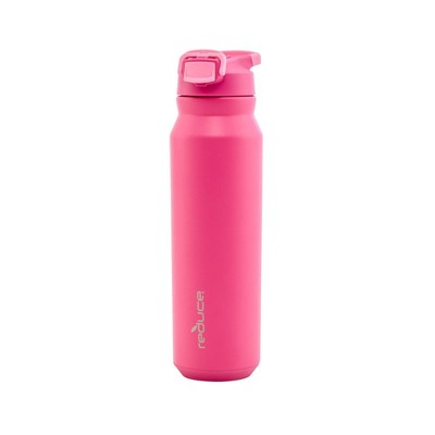 Reduce 32oz Hydrate Pro Vacuum Insulated Stainless Steel Water Bottle Dark Pink: Dishwasher-Safe, Flip-Top Straw
