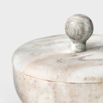 5" Round Marble Box Natural - Threshold designed with Studio McGee