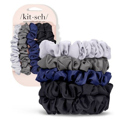Kitsch-Mass Women's Satin Petite Scrunchies - Midnight - 5ct