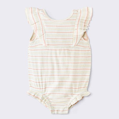 Baby Girls' Striped Romper - Cloud Island Cream 12M