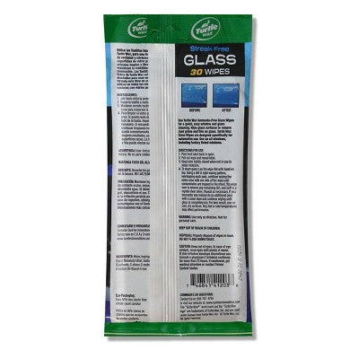 Turtle Wax Glass Auto Wipes Pouch 30ct: Streak-Free Car Cleaner, Automotive Interior Cleaning Supplies