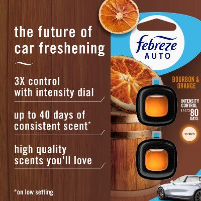2ct Febreze Auto Bourbon and Orange