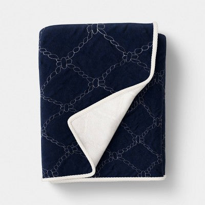 Quilted Net Throw Blanket Blue/Neutral - Room Essentials