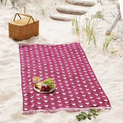 40"x72" Ikat Terry Oversized Beach Towel with Fringes Pink - Threshold