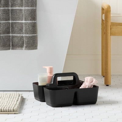 Small Plastic Dorm Shower Caddy Black - Room Essentials
