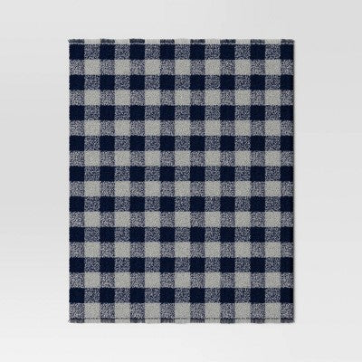 Cozy Woven Check Throw Blanket Navy/Gray - Room Essentials