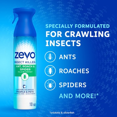 Zevo Ant Roach and Spider Crawling Insect Spray - 10 fl oz: Indoor Outdoor Use, Pesticide, Kills Pests