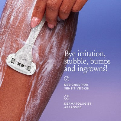Billie Ice Sparkle Razor Starter Kit: 5 Blades, Bikini Line, Legs, Under Arm, Manual Reusable Razor