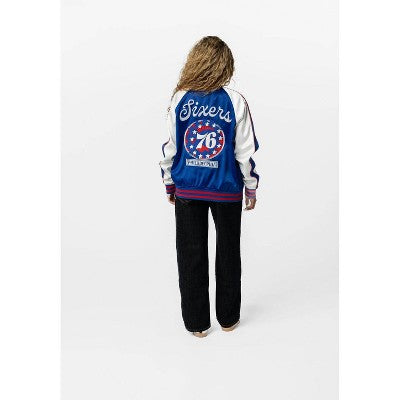 NBA Philadelphia 76ers Zip-Up Satin Bomber Jacket - L