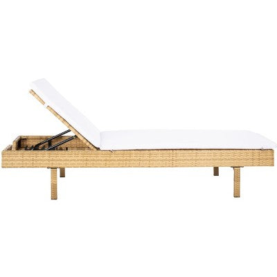 Cam Sunlounger W/ Cushion - Outdoor - PAT7501 - Natural/White - Safavieh (LOCAL PICKUP ONLY)