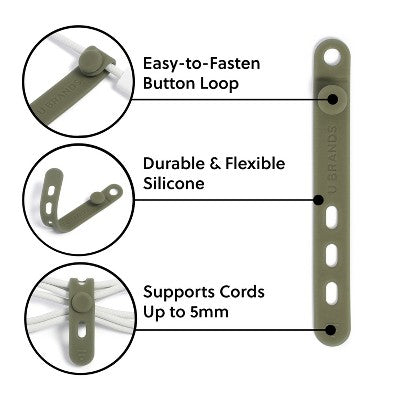 U Brands 6ct Silicone Cord Bands Comfort Nostalgia