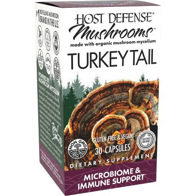 Host Defense Turkey Tail Mushroom Vegan Capsules - 30ct: Organic, Non-GMO, Dietary Supplements