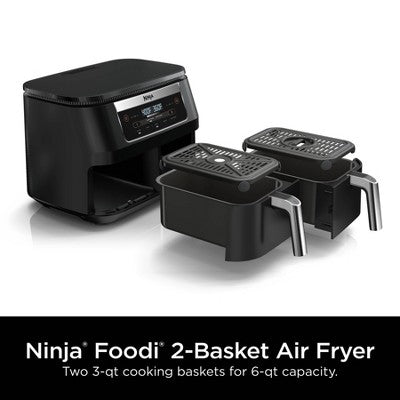 Ninja Foodi 6qt 5-in-1 2-Basket Air Fryer with DualZone Technology - DZ090: Stainless Steel, Digital Control, 1760W (LOCAL PICKUP ONLY)