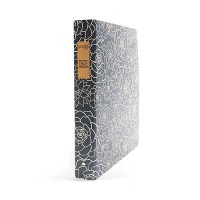 Yoobi Evolve 1" O-Ring Binder 220 Sheet Capacity Navy Succulents