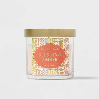 Clear Glass Blushing Amber Lidded Jar Candle Pale Pink 4.1oz - Opalhouse
