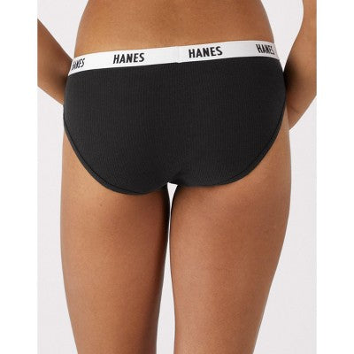 Hanes Soft & Breathable Women’s Ribbed Cotton Bikini Underwear, 3-Pack Assorted L