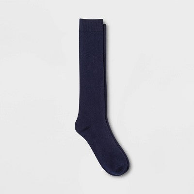 Women's Solid Knee High Socks - Navy Blue 4-10