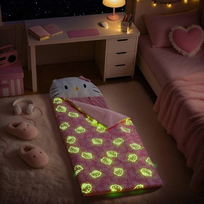Hello Kitty Kids' Glow in the Dark Sleeping Bag Pink