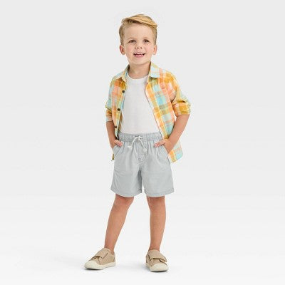 Toddler Boys' Woven Solid Pull-On Shorts - Cat & Jack Gray 18M