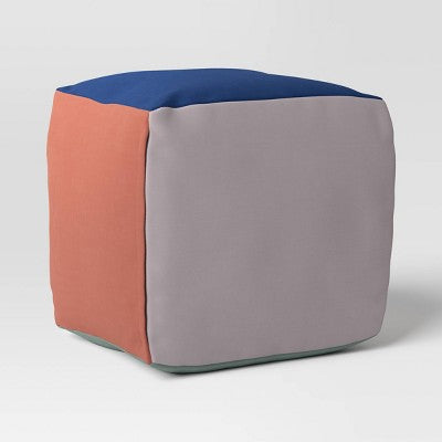 Colorful Block Dorm Pouf - Room Essentials: Upholstered Square Ottoman, No Assembly, Spot Clean