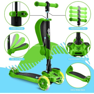 Hurtle 3-Wheeled Scooter for Kids - Wheel LED Lights - Green (LOCAL PICKUP ONLY)