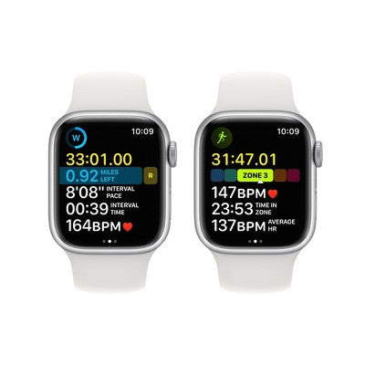 Apple Watch Series 8 GPS + Cellular 45mm Silver Aluminum Case with White Sport Band - S/M