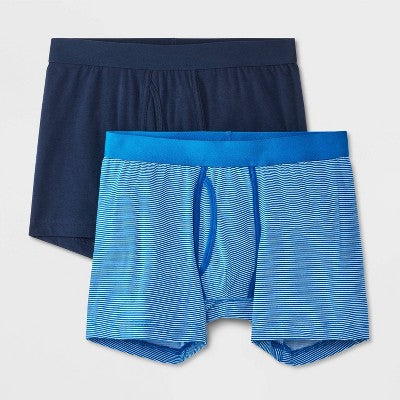 Men's 2pk Boxer Briefs - Goodfellow & Co Blue Striped S