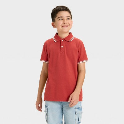 Boys' Short Sleeve Tipping T-Shirt Cat & Jack Brick Red/White XS