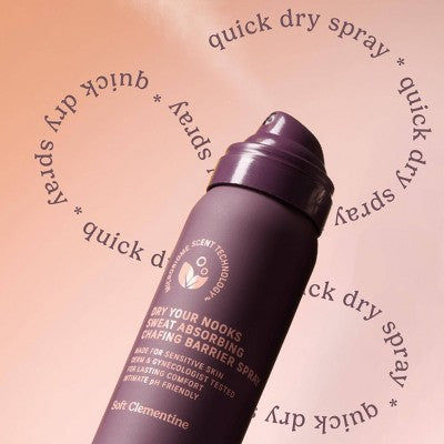 Niches & Nooks Sweat Absorbing Intimate pH Balanced Chafing Barrier Feminine Spray - Soft Clementine - 2oz