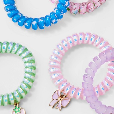 Girls' 5pk Phone Cord with Strawberry and Bow Charms Bracelet Set - Cat & Jack?: Stretchable, Pull-On, Iron, Acrylic, Zinc Alloy