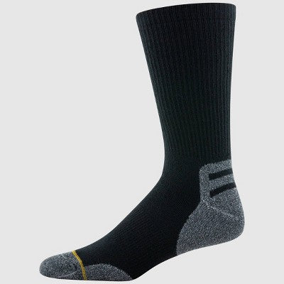 Signature Gold by Goldtoe Men's Heavyweight Tec Crew Boot Socks 2pk - Black/Gray/Charcoal 6-12