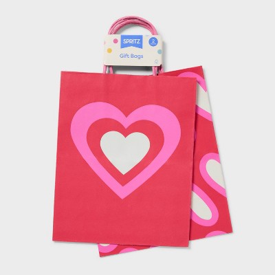 2ct Valentine's Day Large Heart Toss Cub Bag - Spritz