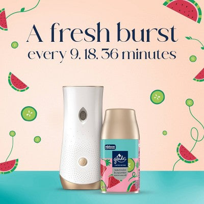 Glade Automatic Spring Scent Air Freshener Room Spray - Watermelon & Cucumber - 6.2oz: Paraben-Free, Disposable, Aerosol, Battery-Powered
