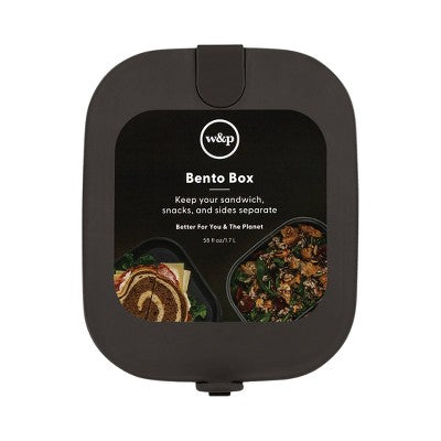 W&P Design Reusable Modular Bento Lunch Box 3 Adjustable Compartments Charcoal