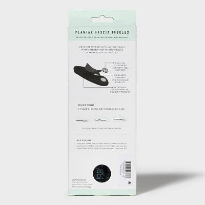 Fab Feet Women's by Foot Petals Plantar Fascia Insoles Cushion Black One Size - Size (6-11)