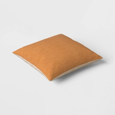 Oversized Square Cotton Boucle Reversible Throw Pillow with Linen Caramel - Threshold (LOCAL PICKUP ONLY)