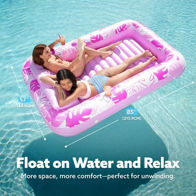 Sloosh Inflatable Tanning Pool Suntan Lounge Lounger Float for Adults Extra Large Suntan Tub Pool Floats Sun Tan Tub - Pink