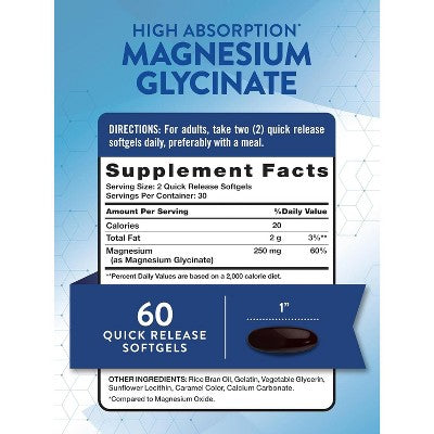 Nature's Truth Magnesium Glycinate Softgels | 250mg | 60 Pills