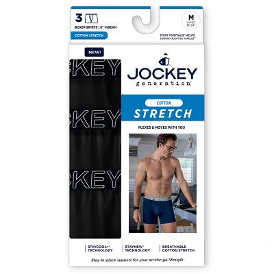 Jockey Generation Men's Active Cotton 3pk Briefs - Black L