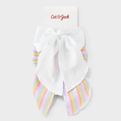Girls' 2pk Barrette Bow Set - Cat & Jack?: Fashion Hair Clips for All Hair Types, Polyester and Cotton Mix