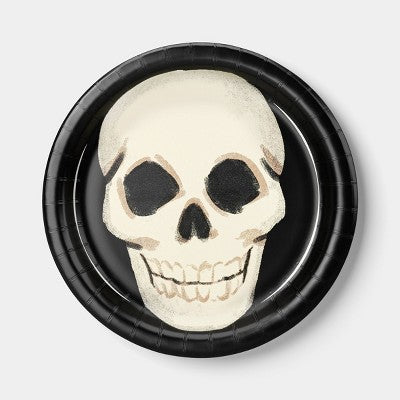 Skull Disposable Dinner Plates - 9" - 20ct - Black - Hyde and EEK! Boutique