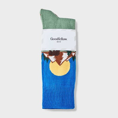 Men's Mountain Print Socks 2pk - Goodfellow & Co - Blue 6-12