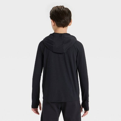 Boys' Raglan Hooded T-Shirt - All In Motion Black M