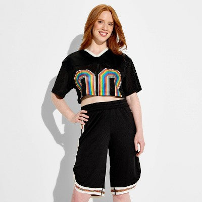 Pride Adult Short Sleeve Cropped Jersey - Black M