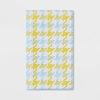 Waffle Houndstooth Hand Towel Green/Blue - Room Essentials