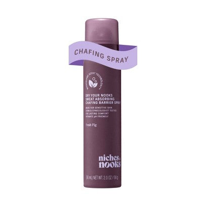 Niches & Nooks, Dry Your Nooks Sweat Absorbing Chafing Barrier Spray - Fresh Fig - 2 fl oz