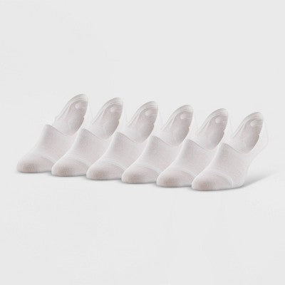 Peds Women's Mesh Striped 6pk Sport Cut Liner Socks - White 5-10