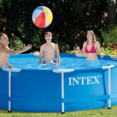 Intex 10 Foot x 30 Inch Above Ground Round Swimming Pool, (Pump Not Included) (LOCAL PICKUP ONLY)