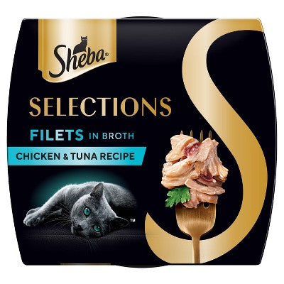 Sheba Selections Filets in Broth Complements Chicken and Tuna Flavor Wet Cat Food - 1.3oz