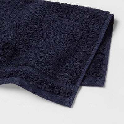 Total Fresh Antimicrobial Washcloth Navy - Threshold: 100% Cotton, Low Lint, Machine Washable, 13"x13"